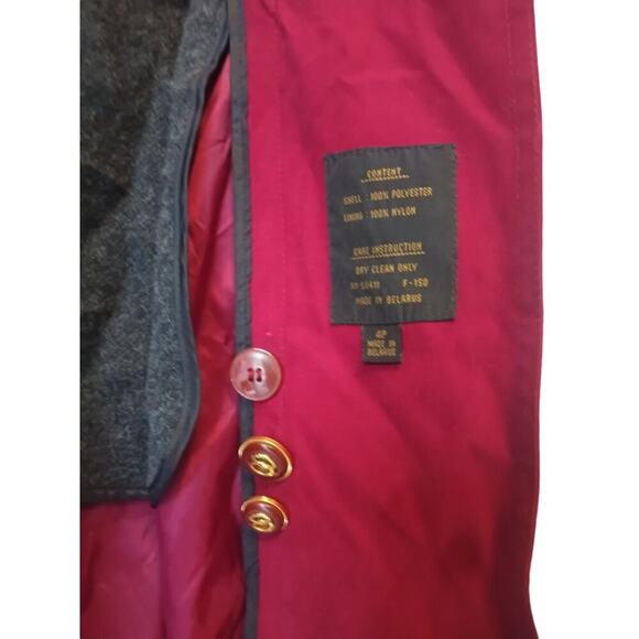VINTAGE Fleet Street Womens 4P LONG COAT TRENCHCOAT Lined RED OVERSIZED 90s - Picture 9 of 11
